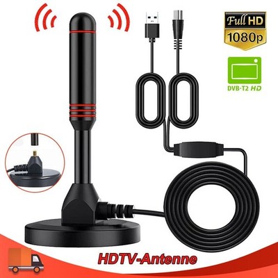 DVB-T2 Antenne 30dbi & 5M Kabel FULL HD TV terrestrisch Aktiv DAB Zimmerantenne
