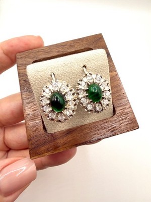 Vintage Soviet USSR 925 (star) Sterling Silver Malinka Cluster Earrings.