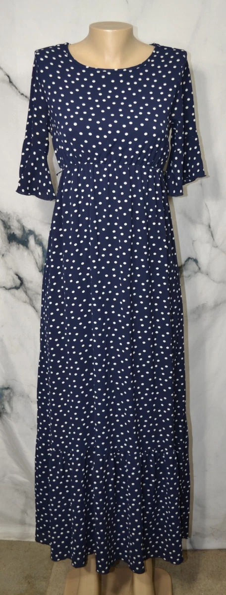 blue and white polka dot maternity dress Polka Dot Maternity Dress 90s Mini Navy Blue and White Pregnancy 80s Shift Dress Vintage 1990s Retro Preppy Short Sleeve Motherhood Medium