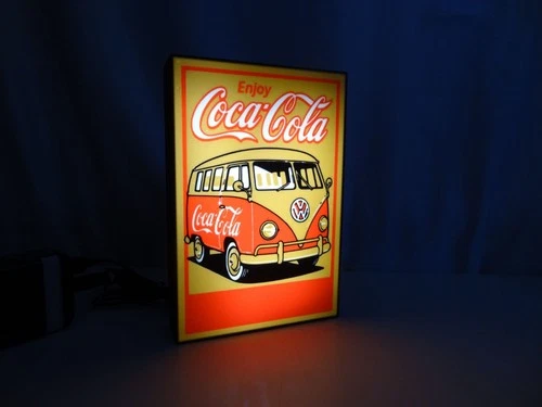 Retro Coca-Cola & VW Bus LED Light Box – Vintage Americana USB Powered Sign