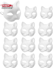 XIPEGPA Therian Masks White Paper Cat Masks to Painted Animal Cosplay Facemask M