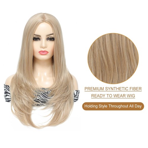 Women Long Synthetic Wavy Hair Wigs Ladies Natural Ash Blonde Cosplay Full Wig - Picture 4 of 6