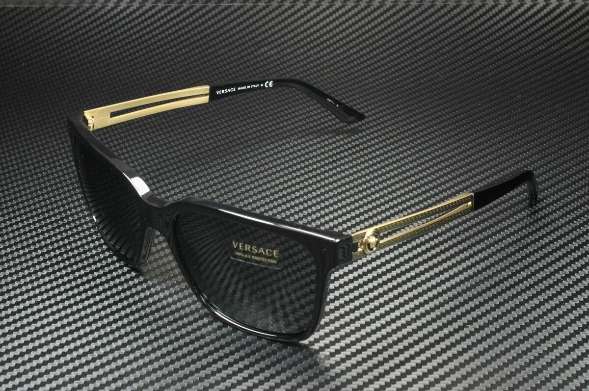 VERSACE VE4307 GB1 87 Black Grey Lens Men's Square VERSACE VE4307 GB1 87 Black Grey Lens Men's Square