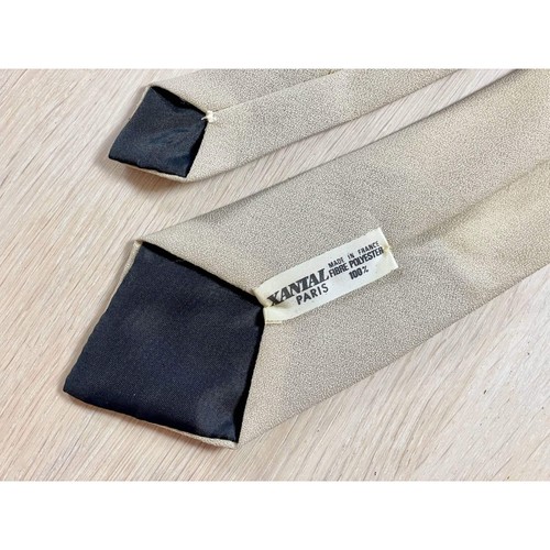 Vintage Kantal Paris Cream Necktie, 1970s Minimalist Skinny tie, Made in France - Picture 3 of 7