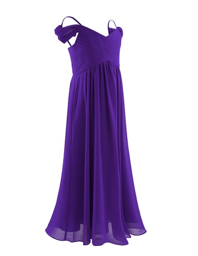 Kids Girls Chiffon Wedding Party Flower Dress Communion Prom Lace Maxi Ball Gown - Picture 41 of 52