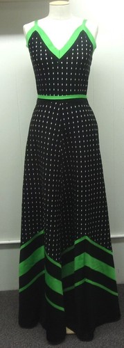 Funky CRISSA Linea Italiana Black & Green Dress, Vintage, Womens Sz 10