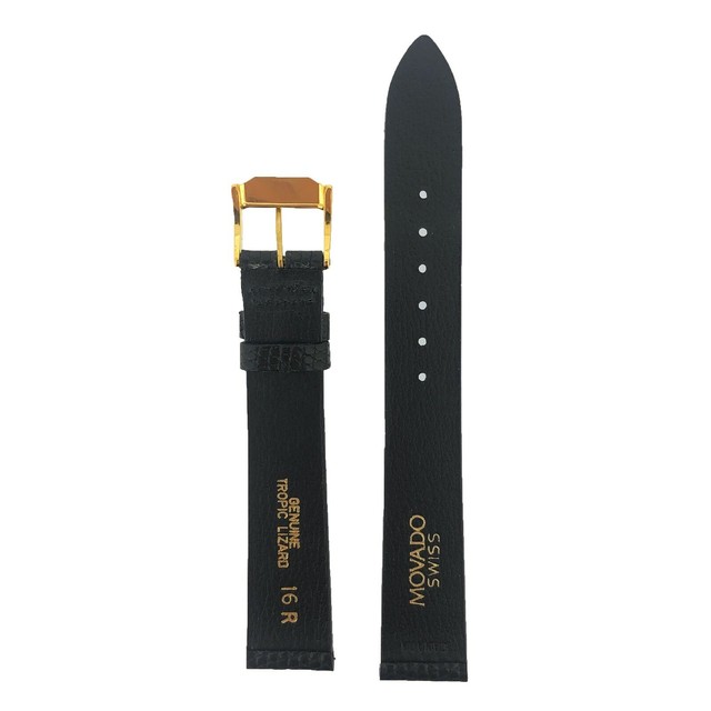 Movado Watch Band Black Leather Lizard 8mm 12mm 13mm 15mm 16mm 18mm