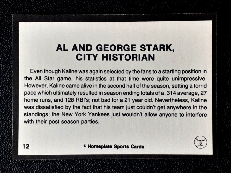 AL KALINE / GEORGE STARK 1983 DETROIT TIGERS AL KALINE STORY NO 12 60934 - Image 2 of 2