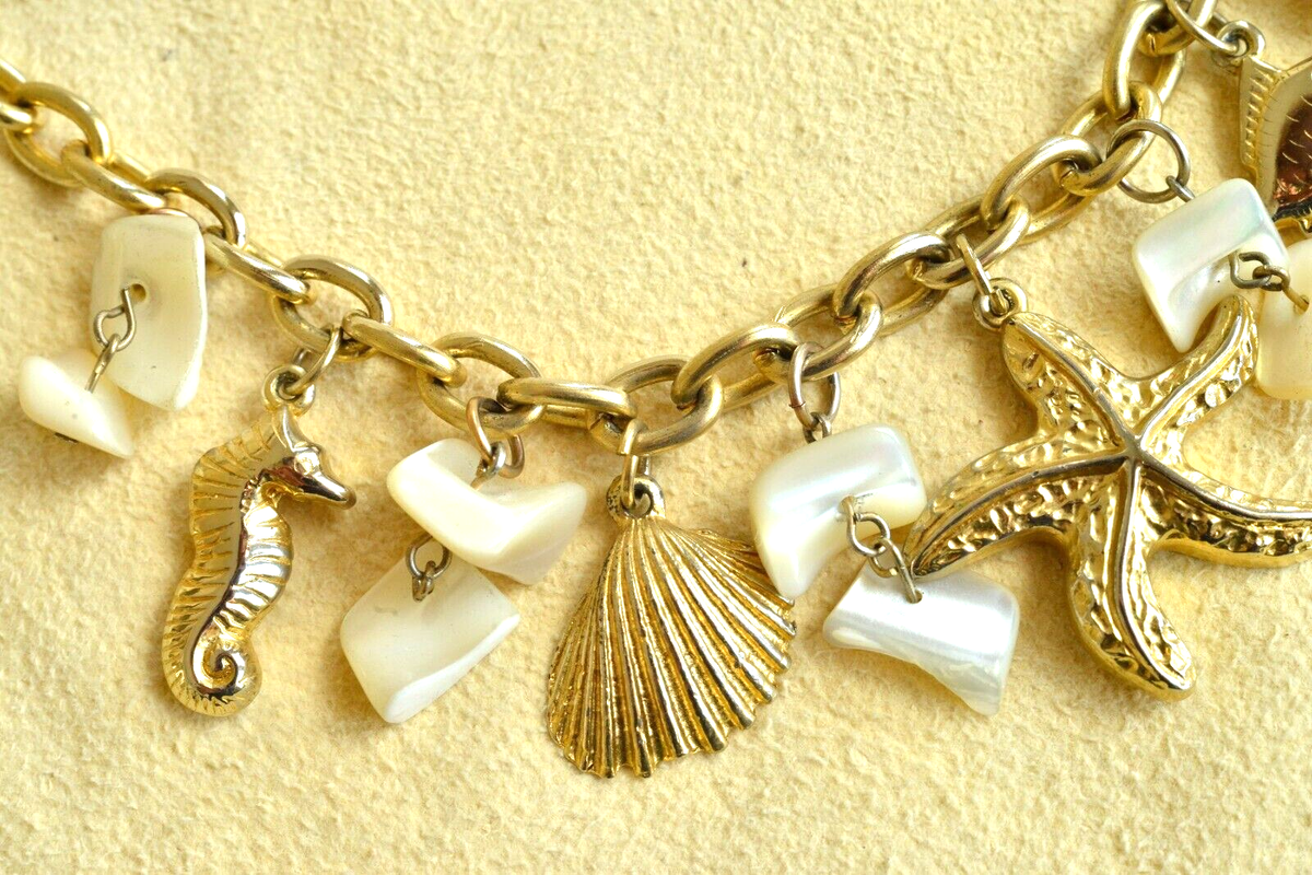 Achat Collier - Homard, Crabe émaillé, Poisson En Résine, étoile De Mer Et Coquillage Nacre 6182448