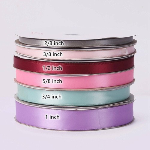 100 Yards 2/8" 3/8" 1/2" 5/8" 3/4" 1" Satin Ribbon Trim lot Wedding Party Decor - Picture 4 of 28