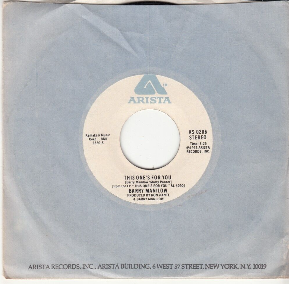BARRY MANILOW - THIS ONE'S FOR YOU - ORIGINAL ARISTA RECORDS 45 | eBay