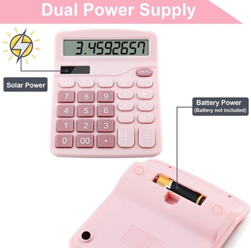 Dual Power Basic Desk Calculator (Pink) - Picture 3 of 6