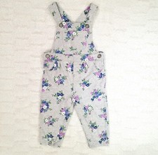 Carter's 12m Heather Gray 100 Cotton Overalls Floral Adjustable Straps w/ Snaps