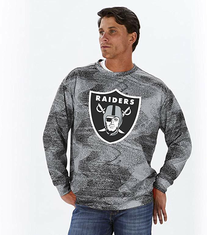 Мужская толстовка Zubaz NFL Football Mens Oakland Raiders со статичным круглым вырезом горловины