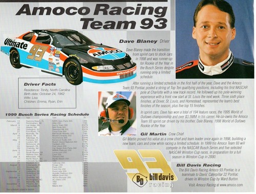 Dave Blaney Autographed Photograph Stock Busch NASCAR Track Race Car Driver 1999 - Picture 2 of 2