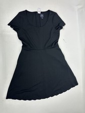 Gap Black Dress A Line Short Sleeve Size 10 NWT Knee Length Scalloped Edge