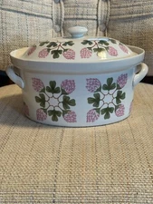 Hall China ONE OF A KIND pink clover casserole Made For Ralph E. Hall California
