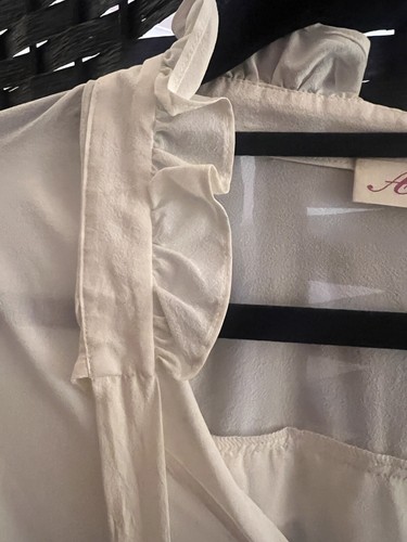 Alannah Hill White Silk Blend Pussycat Bow Shirt Blouse 12-14 - Picture 3 of 13