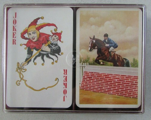 Boîtier 2 jeux 55 cartes Piatnik Vienna Austria Dos équitation, saut d'obstacles - Photo 2/8