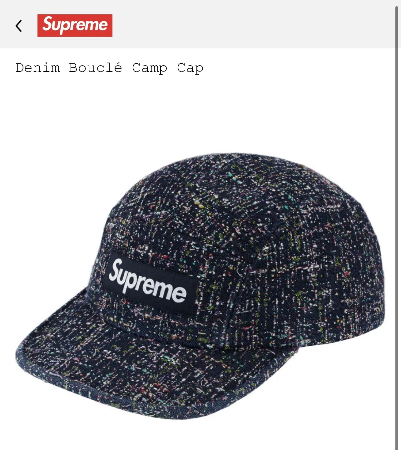 Casquette de camp bouclée en denim suprême bleu indigo
