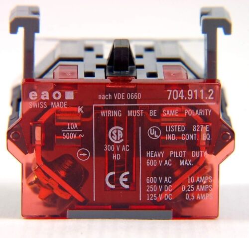 704.911.2 EAO Switching Element SPST-NO 500V 10A Screw Terminal, Gold New - Picture 2 of 5
