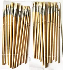 24 FLAT SQUARE TIP 13" LONG ARTIST PAINT BRUSH BRUSHES SET OIL/WATER BASE PTC579