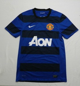 AON-Manchester-United-Men-039-s-Size-Small-Nike-Blue-Black-Jersey-Dri-Fit-Authentic