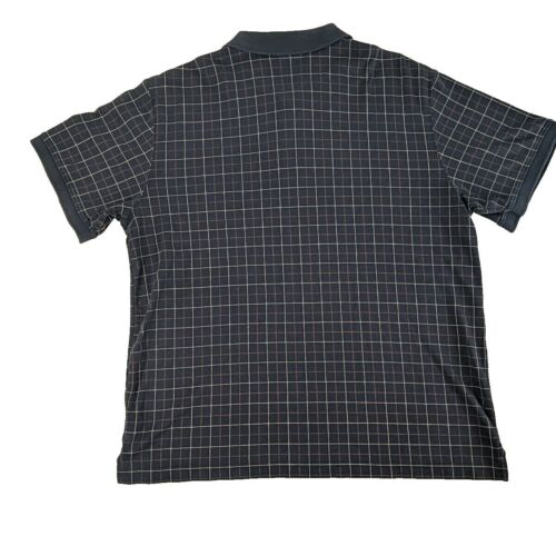 LL Bean Mens Polo Shirt Large 100% Pima Cotton Checkered Plaid Grandpacore Blue - Picture 2 of 8