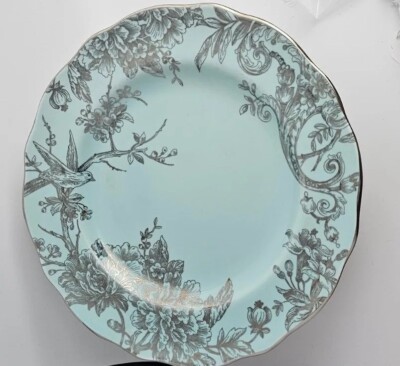 222 Fifth Adelaide Turquoise And Silver Floral/ Birds Discontinued 