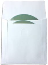 200-Pak TWO-POCKET White Paper CD/DVD Sleeves with Window and With Flap, 100gram