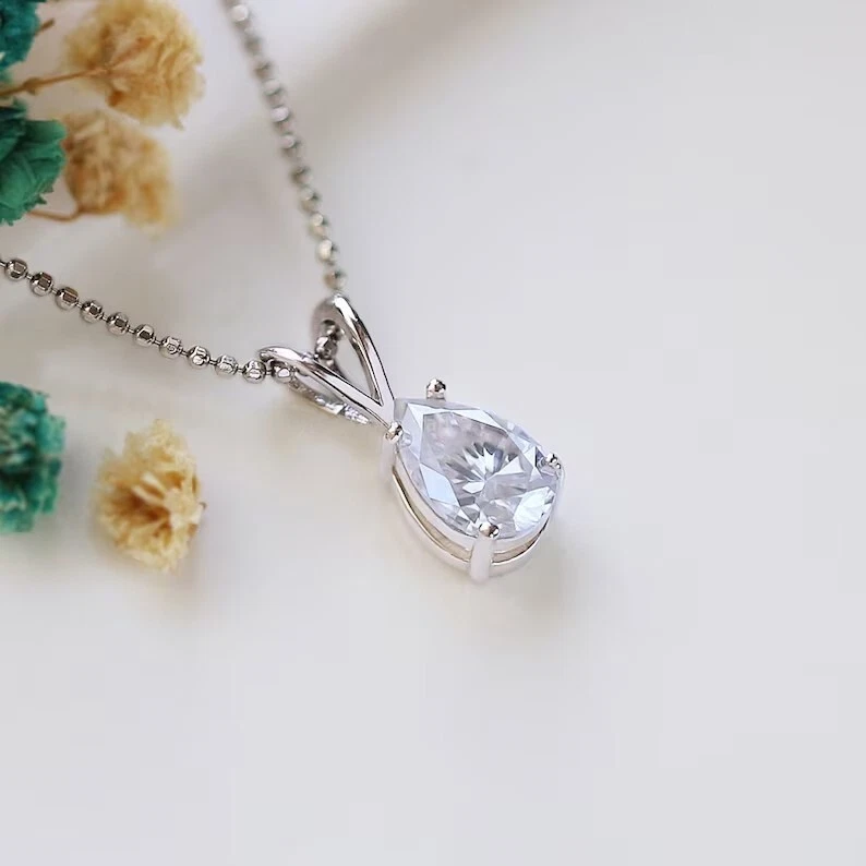 OFF WHITE RARO ciondolo solitario con diamanti trattati bianco sporco certificato 3 90 ct in argento 925