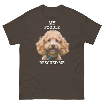 Poodle RESCUED ME T-shirt Preshrunk Gildan 5000 Tee Tear Away Label