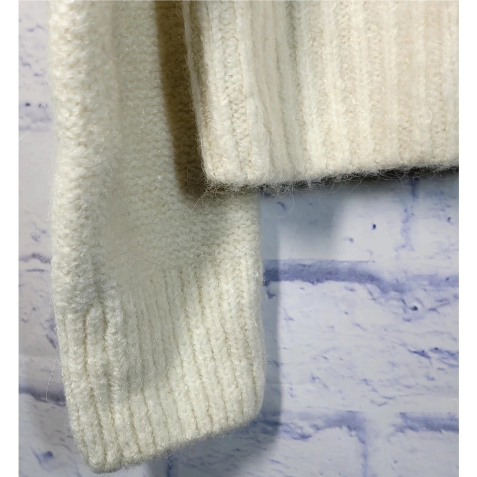 Suéter feminino H&M malha jacquard tamanho P preto e creme mistura de lã macio aconchegante novo com etiquetas - Imagem 4 de 4