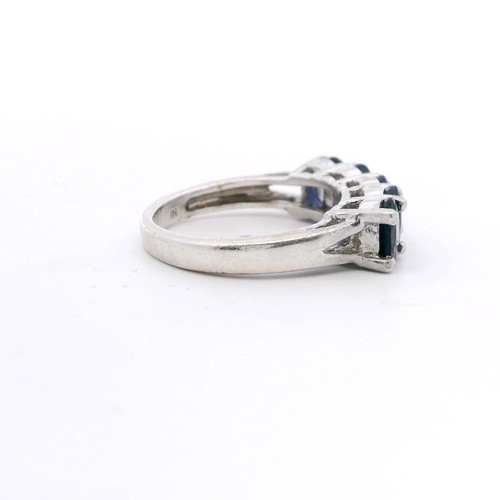 Sterling Silver 5 Stone Lab Grown 2.50ct Tanzanite Band Ring - Picture 4 of 4