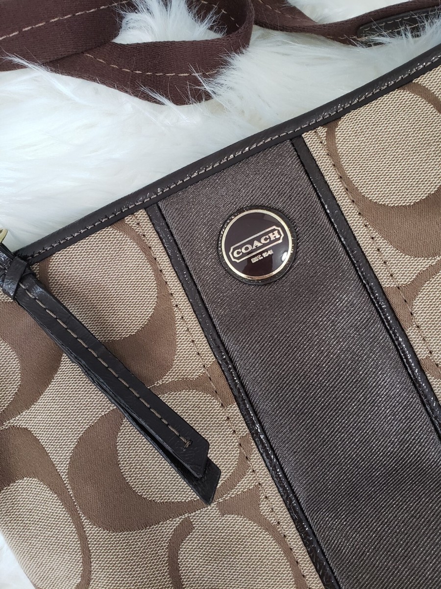 COACH ノベルティ COACH F21905 SIGNATURE STRIPE DUFFLE SIGNATURE FABRIC Dark Brown