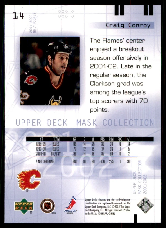 2001-02 Upper Deck Mask Collection Craig Conroy Calgary Flames #14 - Image 2 of 2