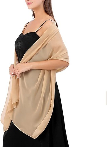 Large Silky Chiffon Shawl Sheer Soft Chiffon Shawls Wedding Evening Party Dresse - Picture 3 of 11