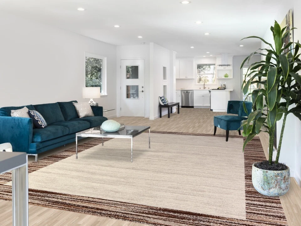 Turkish Floral Beige 9x12 ft Transitional Rug Soft Pile Carpet - Image 2 of 4