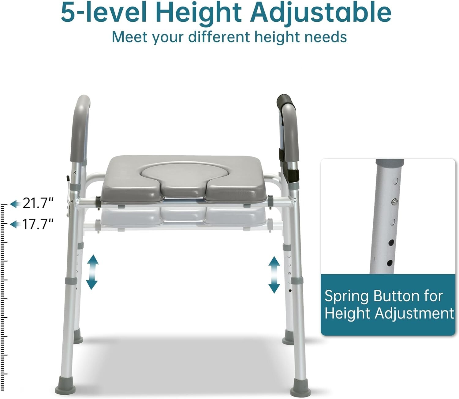 ELENKER Stand Alone Medical Raised Toilet Seat-300lb-Shower Chair ...