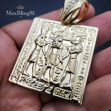 Egyptian Tablet Gold Plated Large Charm Bling Pendant Hip Hop Style Fashion