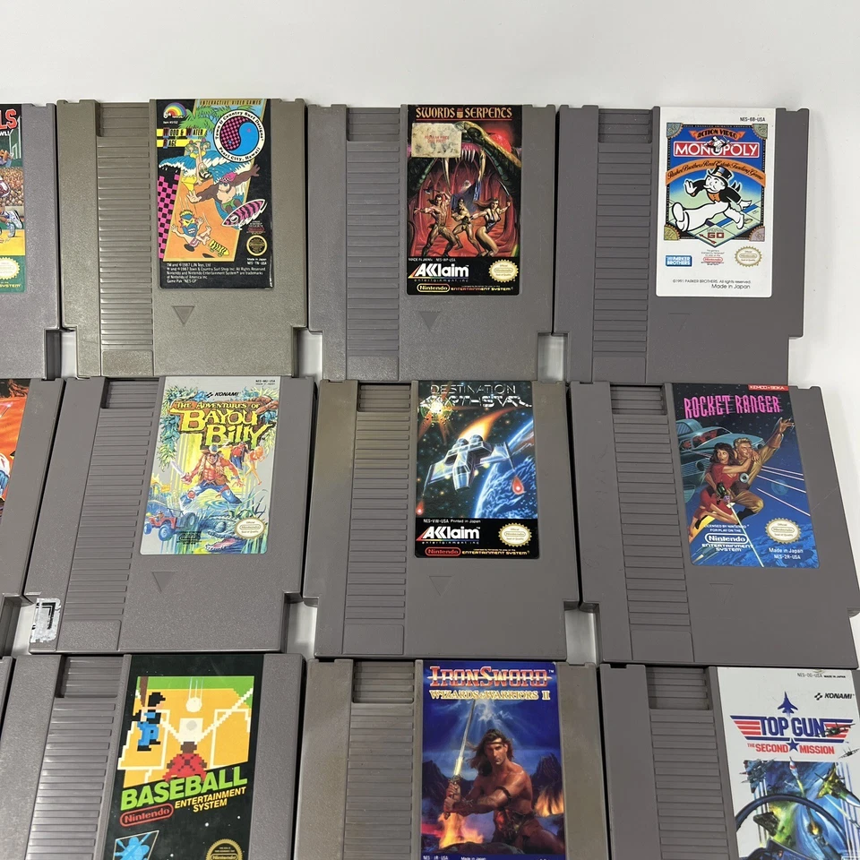 Lote de 17 juegos NES Nintendo Justo, espada de hierro, béisbol 5 tornillos, Bayou Billy probado Foto 3 de 4