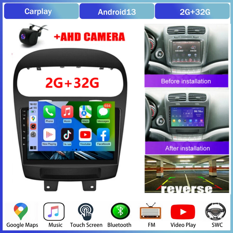 For Dodge Journey 2012-2020 Android 13 Carplay Car Stereo Radio GPS Navi wifi FM Foto 3 de 4