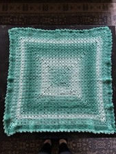 NEW Hand Crochet 32 x 32 Inch Baby Blanket Light Green Shades