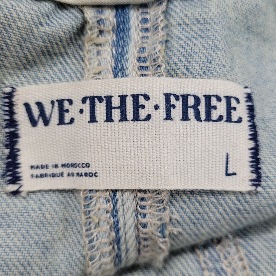 Mono We The Free Azul 100% Algodón Denim Rayas Mono Free People Grande L Foto 3 de 4