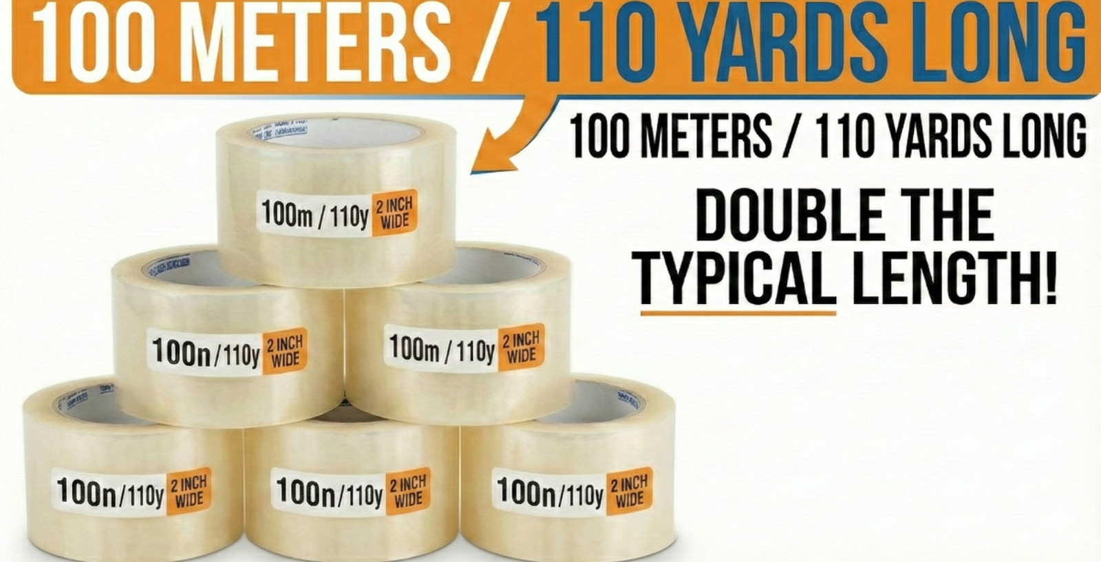12 Rolls Shipping Packaging Box Packing Sealing Tape 2 mil 2" x 110 Yard 330FT