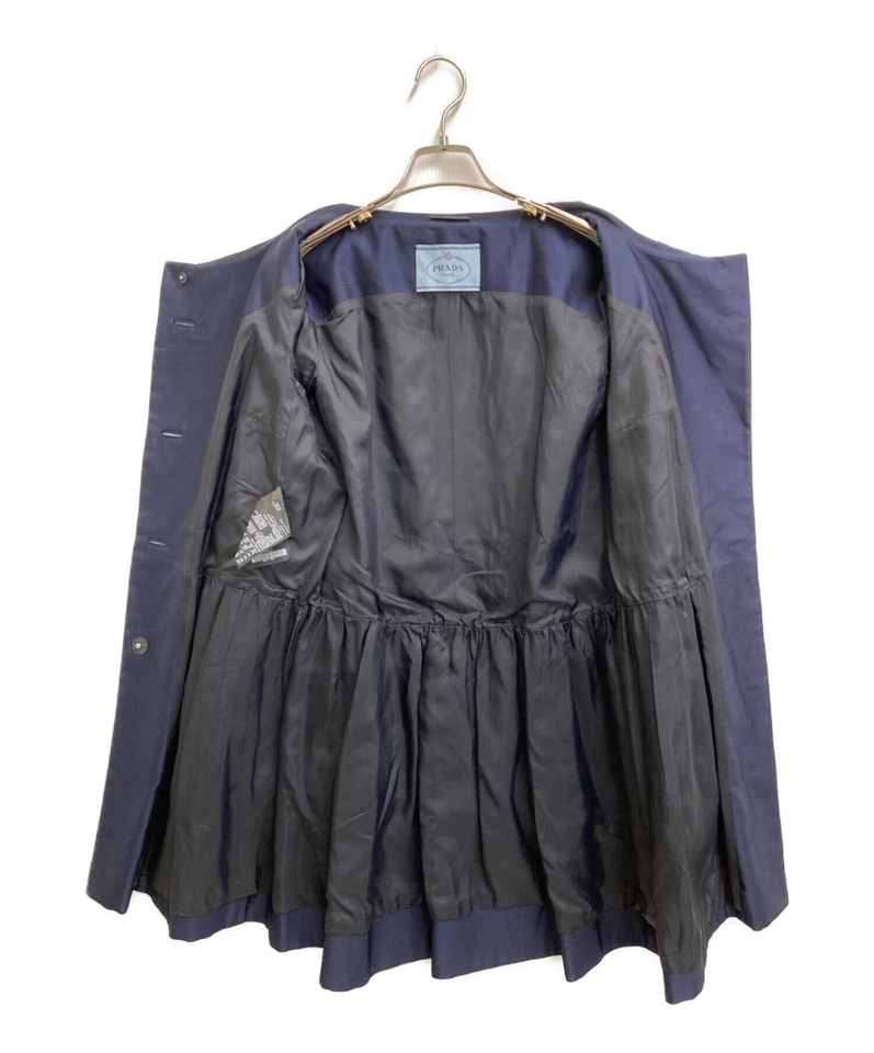 Abrigo largo PRADA cuello redondo P6680 azul marino para mujer talla 40 - Imagen 3 de 4
