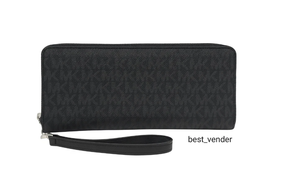 Portafoglio da polso continentale da viaggio Michael Kors Jet Set nuovo con etichette - firma nera - Immagine 2 di 4