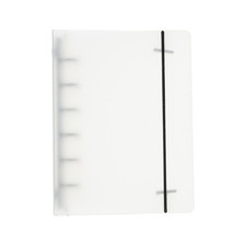 A7 Binder Cover, 1 Pcs PP 6 Ring Round Ring Binder Cover with Black Fixing Belt