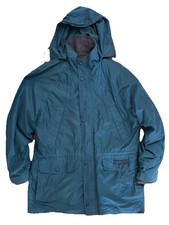 Vintage London Fog Men s M Hunter Green Parka Fleece Lined Jacket Removable Hood