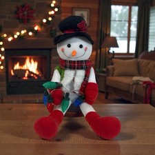 Musical Snowman Plush Sitter String Lights Music Battery Operate Christmas Decor
